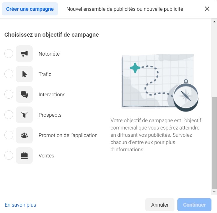 objectifs de campagne facebook