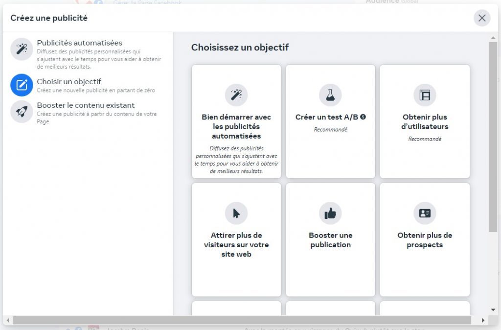 créer publicité facebook